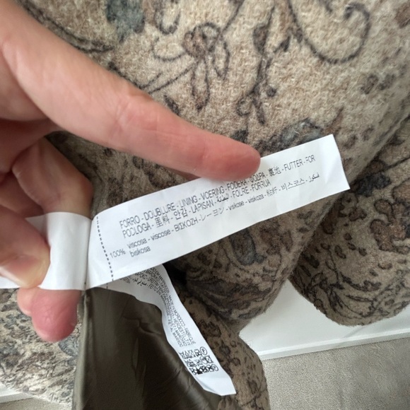 ZARA Long Wool Floral Coat Jacket Cosmic Astrology Zodiac Rose Garden - Picture 10 of 11